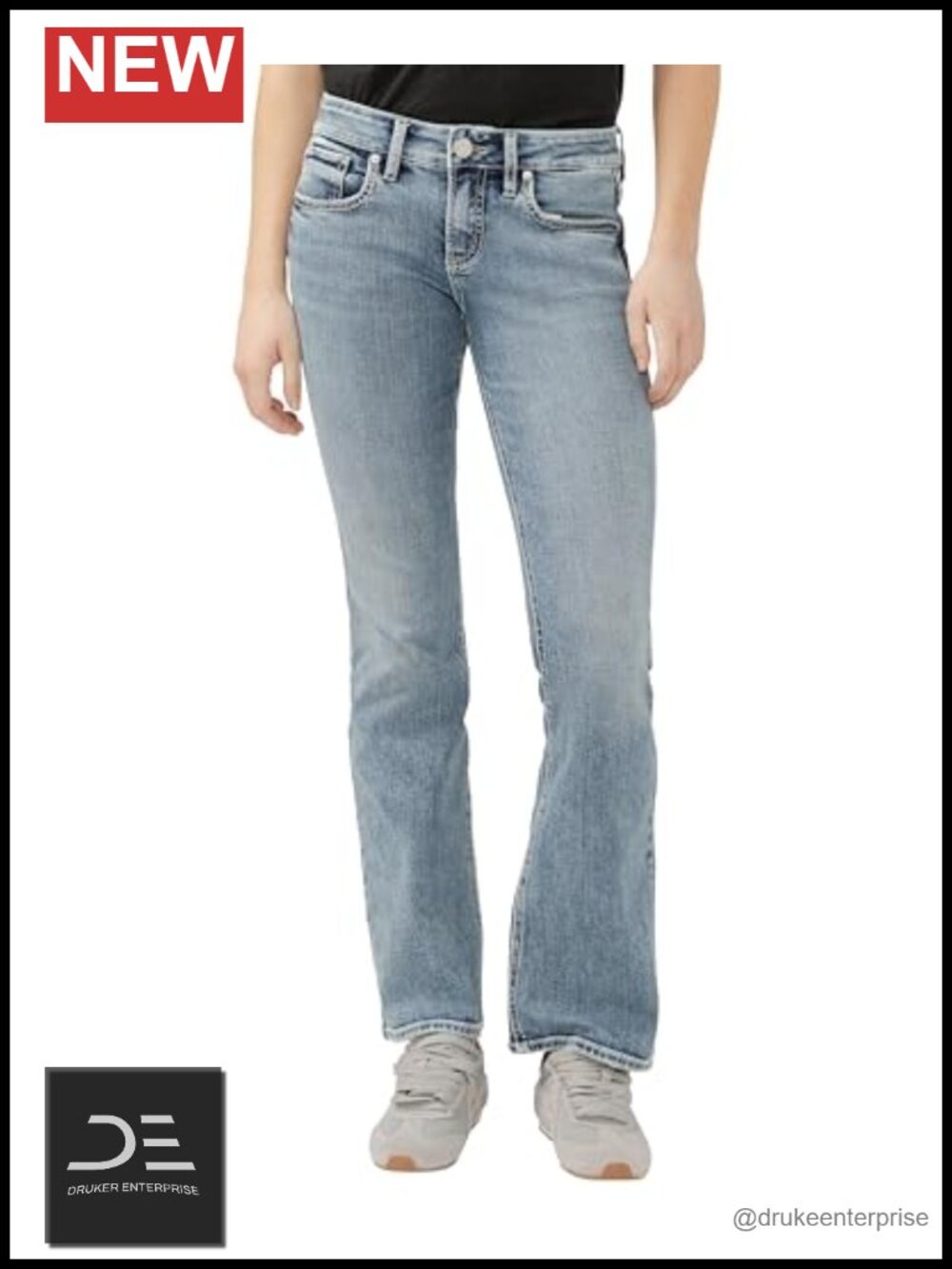 Women's Curvy Fit Mid Rise Bootcut Jeans Power Stretch Denim 33